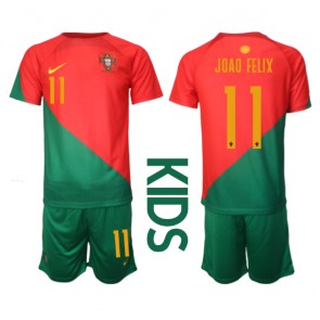 Portugal Joao Felix #11 kläder Barn VM 2022 Hemmatröja Kortärmad (+ korta byxor)